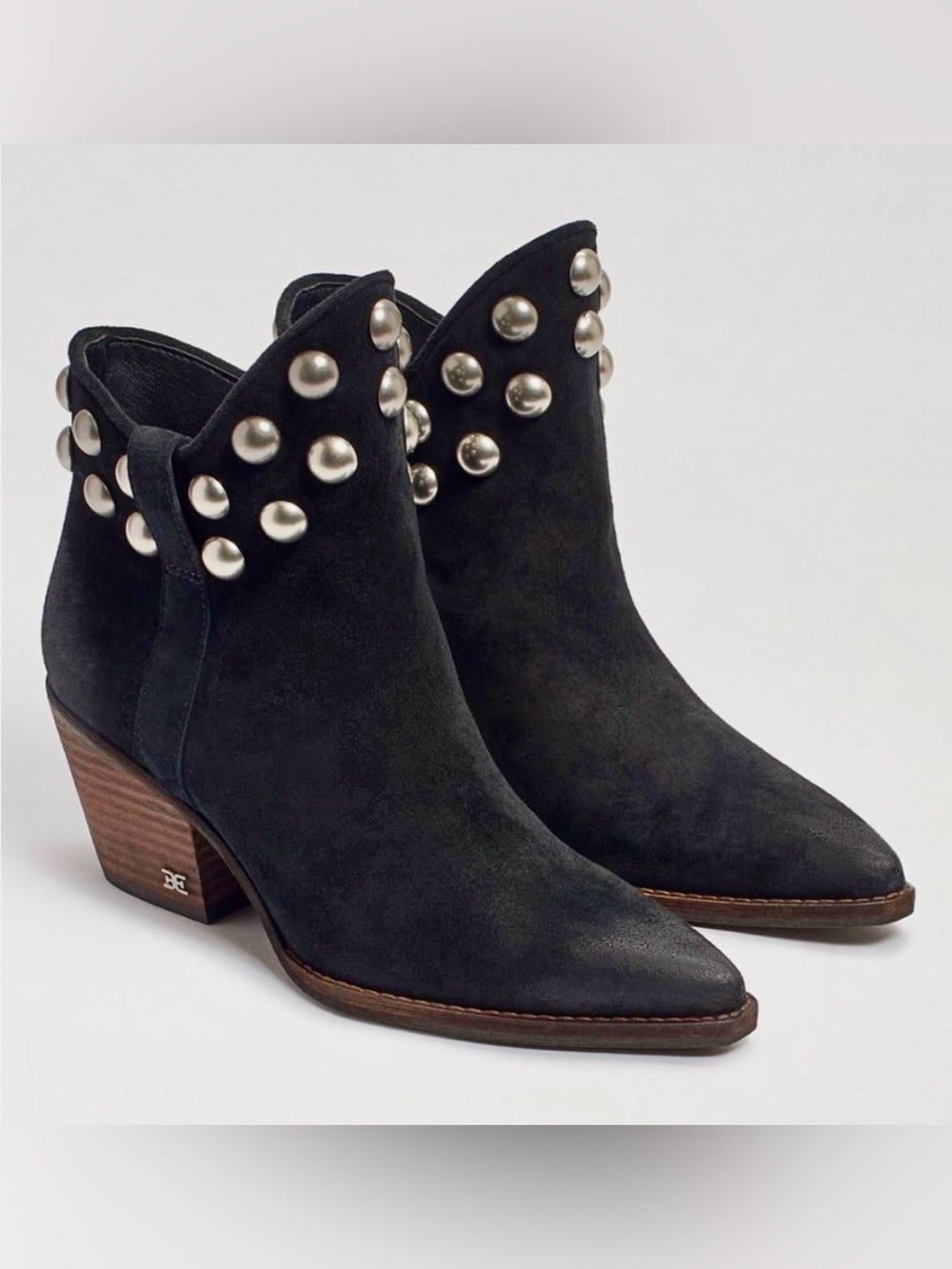 SAM EDELMAN Wildie Studded Ankle Cowboy Western Booties